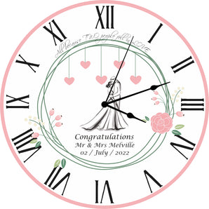 Wedding Day Clock - Bespoke Personalised Wedding Day / Anniversary Gift (30cm Silent Clock)