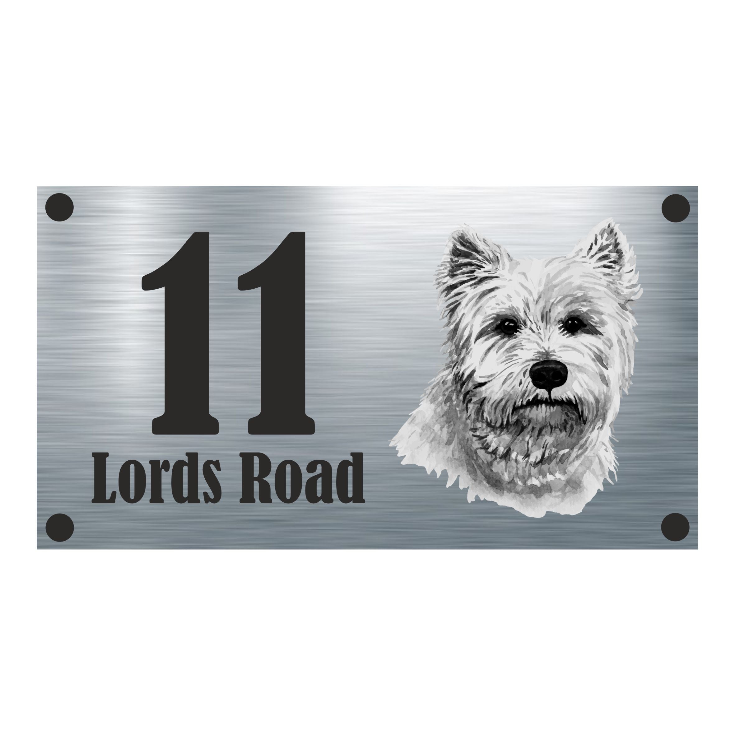 Dog Collection - West Highland Terrier/Westie Aluminium House Sign - Personalised