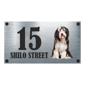 Dog Collection - Bearded Collie Aluminium House Sign - Personalised