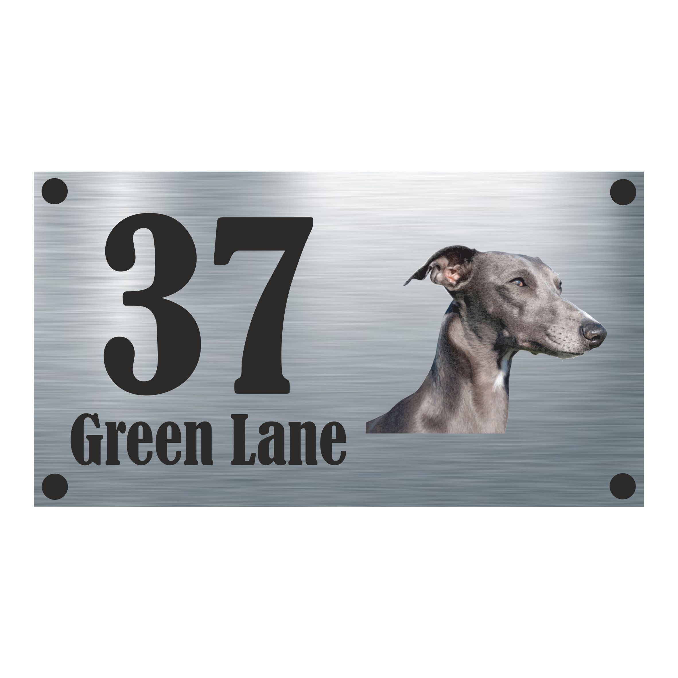 Dog Collection - Lurcher Aluminium House Sign - Personalised