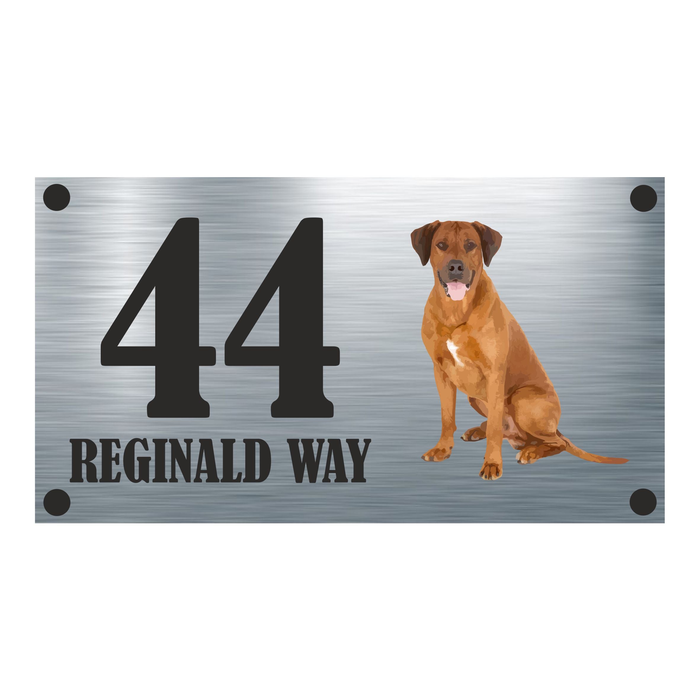 Dog Collection - Ridgeback Aluminium House Sign - Personalised